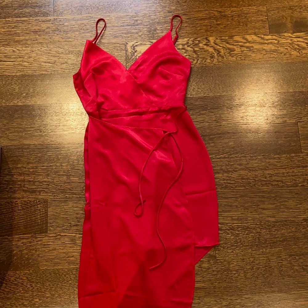 BCBGeneration Asymmetrical Satin Wrap Dress